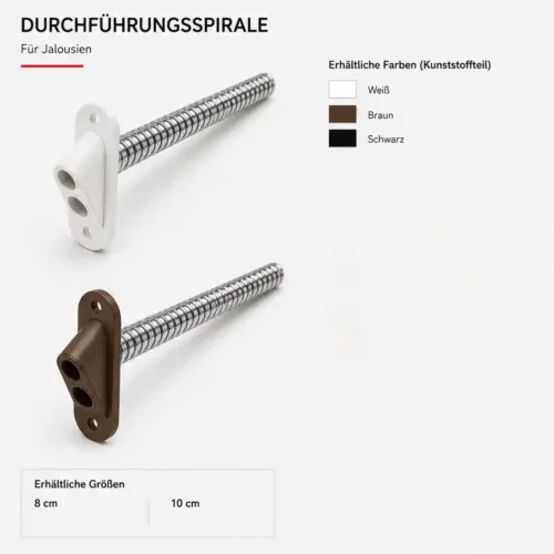 Durchführungsspirale für Jalousien zur Schnurführung in verschiedenen Farben, erhältlich in 8 cm und 10 cm